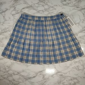 NWT Urban Outfitters Blue Plaid eated Skirt Size Large